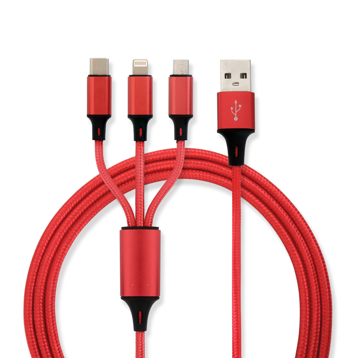 3本セット iPhone 充電ケーブル Type-C Micro USB 3in1 1.2ｍ 急速充電 Android 充電器 コード 急速充電 3台同時充電  断線に強い iPod iPad switch PS4 ゲーム