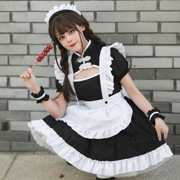 大きいサイズ メイド コスプレ コスチューム 衣装 メイド服 ゴスロリ ロリータ チャイナ襟の中華風フリルエプロンメイド服 L 2L 3L 4L 5L  6L サイズ セール : yoroc438-b : スーツドレスカジュアルフリーダム - 通販 - Yahoo!ショッピング