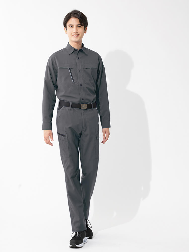 アイトス 作業服 上下セット AITOZ 長袖シャツ AZ-4135 3L ＆ カーゴ