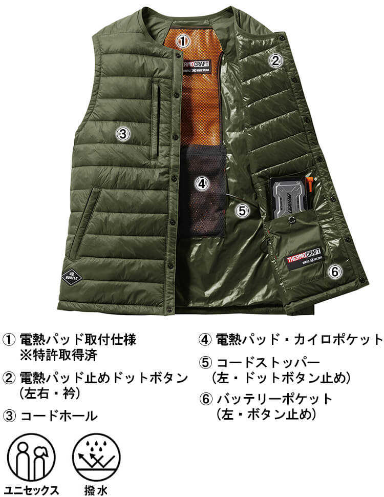 BURTLE（バートル） 2024年モデル 作業服 サーモクラフト ダウンベスト