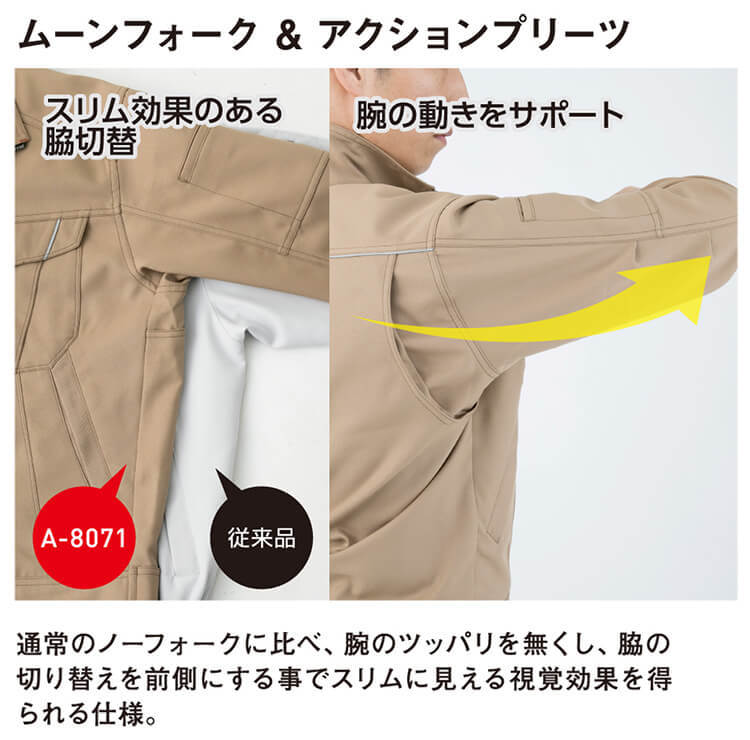 作業服 上下セット コーコス CO-COS 長袖ブルゾン A-8081 4L-7L
