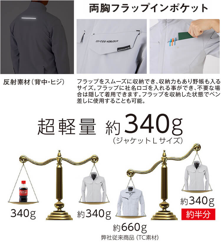 作業服 上下セット コーコス CO-COS ジャケット A-9180 SS-LL