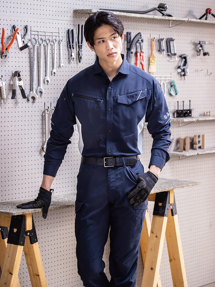 作業服 上下セット コーコス CO-COS 長袖シャツ AE-8098 SS-LL 作業服 上下セット コーコス CO-COS 長袖シャツ AE-8098 SS-LL