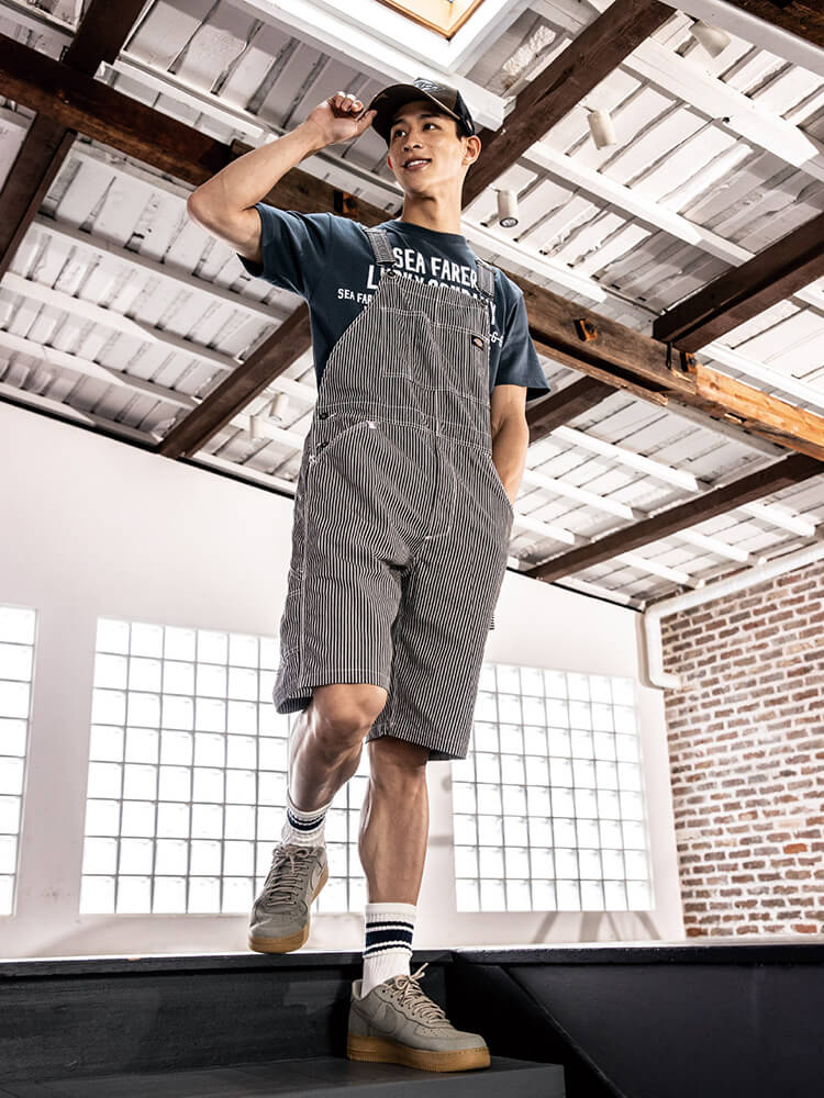 ディッキーズ ヒッコリー ストライプ オーバーオール XLサイズ相当 Dickies（ディッキーズ） 作業服 ライトストレッチヒッコリー