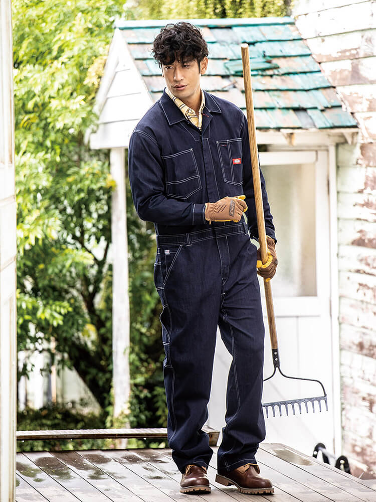 Dickies コーデュラストレッチデニムツナギ D-756 Dickies ディッキーズ CORDURAストレッチデニムツナギ D-756