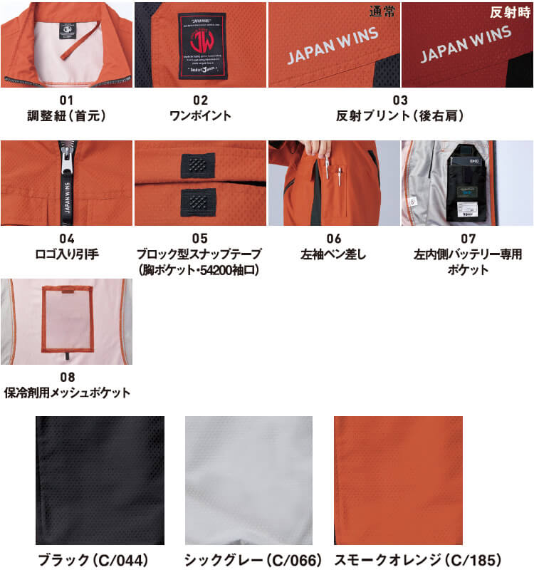 作業服 自重堂 ジャウイン Jichodo Jawin 空調服 半袖ブルゾン 服単品 54200 4L 春夏 遮熱加工 猛暑対策 作業着 ユニセックス メンズ レディース | Jawin | 05