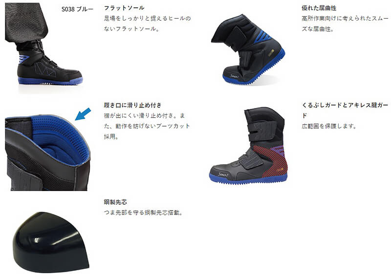 シモン 安全靴 Simon 鳶技S038 ブルー 24.0-27.0・28.0・29.0cm EEE