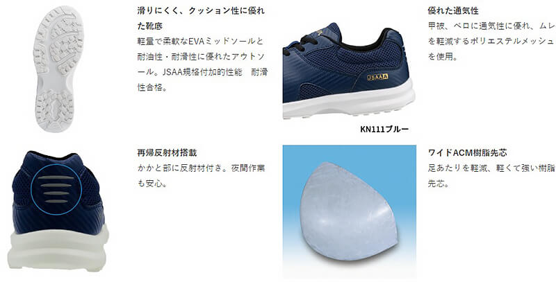 シモン 安全靴 Simon KN111 ブルー 24.0-27.0・28.0・29.0cm EEE JSAA