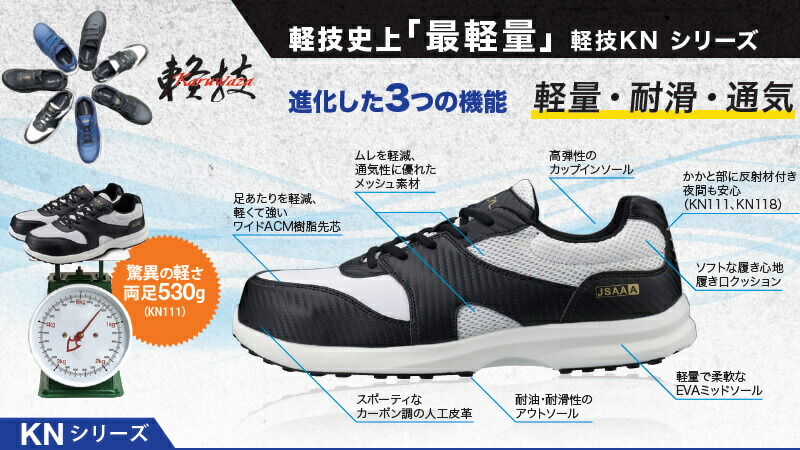 シモン 安全靴 Simon KN111 ブラック 22.0-23.5cm EEE JSAA規格 A種