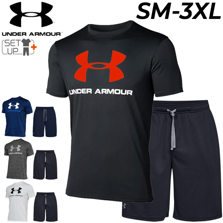 トレーニングウェア 上下 メンズ アンダーアーマー UNDERARMOUR 半袖Tシャツ ハーフパンツ セットアップ/スポーツウェア 上下組 吸汗速乾 /1359132-1358564