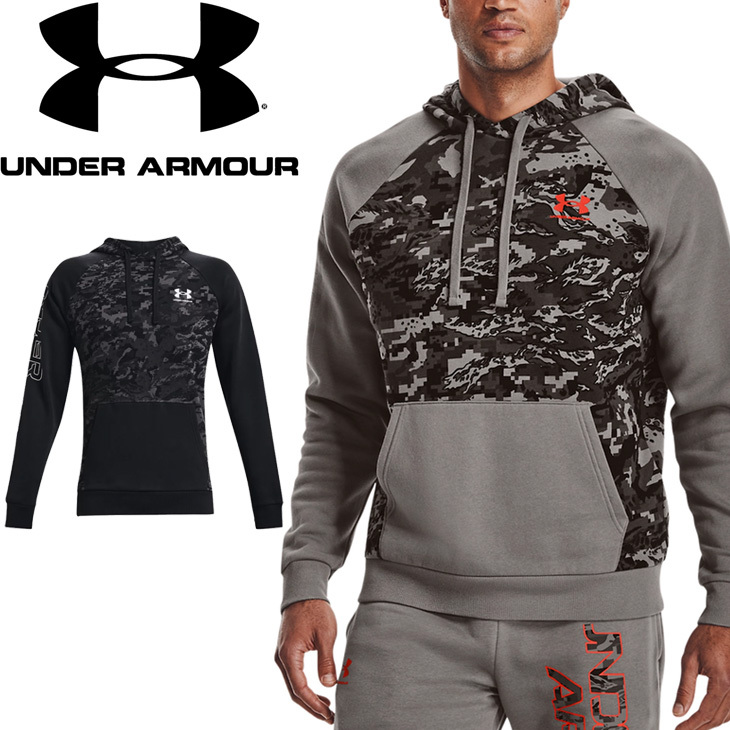 スウェット パーカー 裏起毛 メンズ/アンダーアーマー UNDERARMOUR UAライバルフリース フーディー カモ スクリプト/トレーニング  プルオーバー /1366308 APWORLD - 通販 - PayPayモール