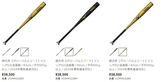 MIZUNO ミズノ 野球 硬式用 金属製バット 82cm 83cm 84cm 新基準