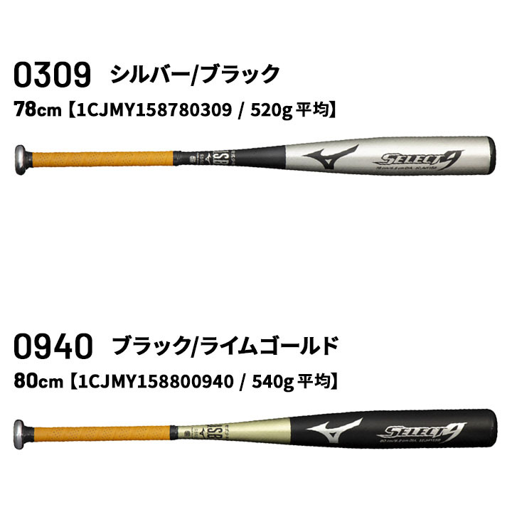 野球バット 少年軟式用 金属製 ミズノ mizuno SELECT9 セレクトナイン ミドルバランス 金属バット 74cm 76cm 78cm  80cm 縦研磨加工 /1CJMY158【ギフト不可】 :1CJMY158:APWORLD - 通販 - Yahoo!ショッピング