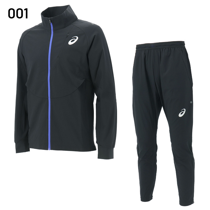 城*F様 【新品未使用】ASICS/ストレッチウーブン セットアップ /ブラック ASICS（アシックス） メンズ ウーブン ジャケット ロングパンツ 上下