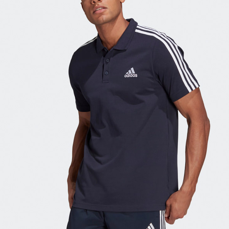 ポロシャツ 半袖 メンズ adidas アディダス M ESS 3ストライプス PQ ポロシャツ/カノコポロ 紺 ネイビー スポーツウェア  トレーニング カジュアル /29191-GK9100