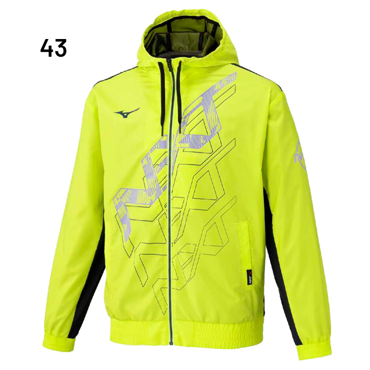 ナージー メッシュ ウィンドブレーカー ライムグリーン フード付き 蛍光色 軽量 MIZUNO（ミズノ） ウィンドブレーカー ジャケット メンズ mizuno N-XT