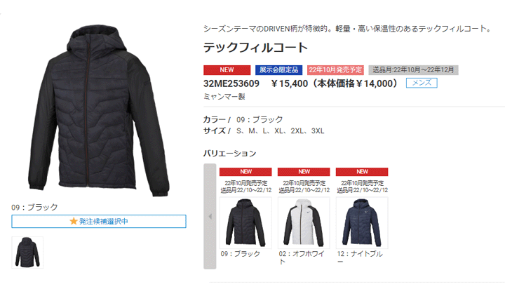 MIZUNO 中綿ジャケット メンズ アウター mizuno ミズノ テック