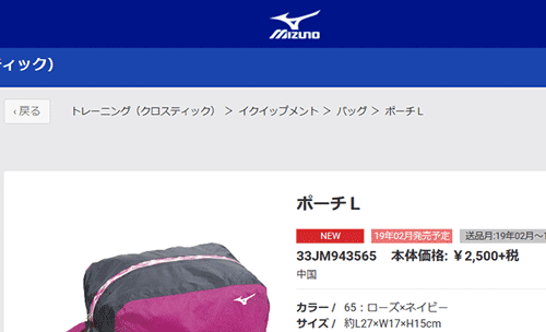 ポーチ Lサイズ ミズノ mizuno スポーツバッグ 約7L ナイロンバッグ