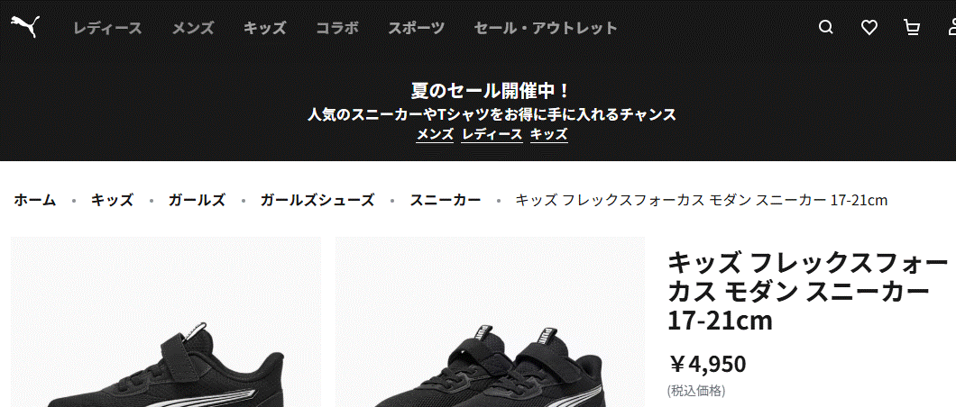 PUMA（プーマ） スニーカー キッズ ジュニア 17-21cm PUMA フレックスフォーカス LITE モダン AC+ PS 子供靴 ...