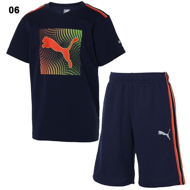 キッズ 半袖Tシャツ ハーフパンツ 上下 男の子 子供服/プーマ PUMA ジュニア スポーツウェア セットアップ 130-160cm 子ども  2点セット 運動 /670526-670527