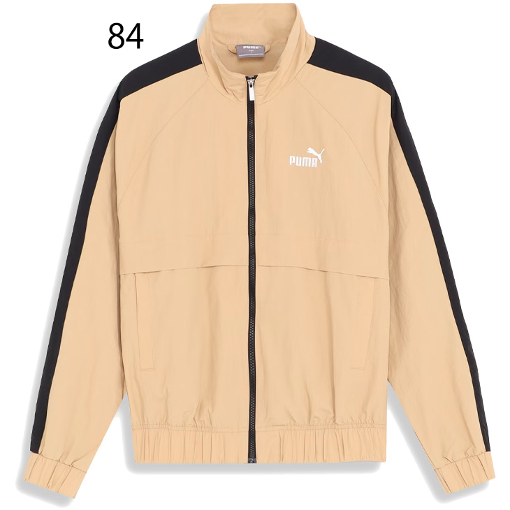 PUMA ジップアップジャケット ブラウン/イエロー PUMA プーマ ウィンドジャケット CORE HERITAGE ウーブン 裏
