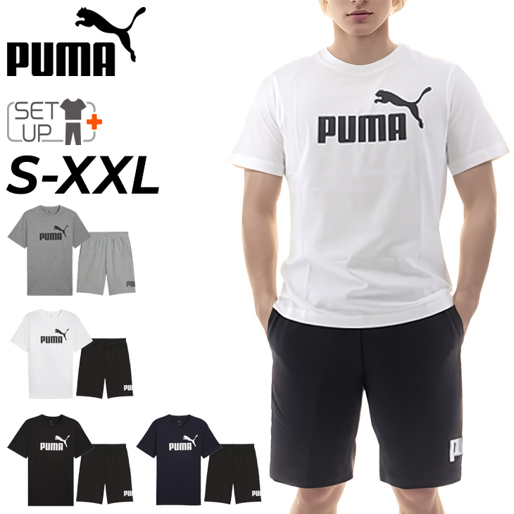 PUMA Lサイズ ホワイトTシャツ ブラックショートパンツ PUMA プーマ ショート Tシャツ(BK): 通常| プラザオンラインストア
