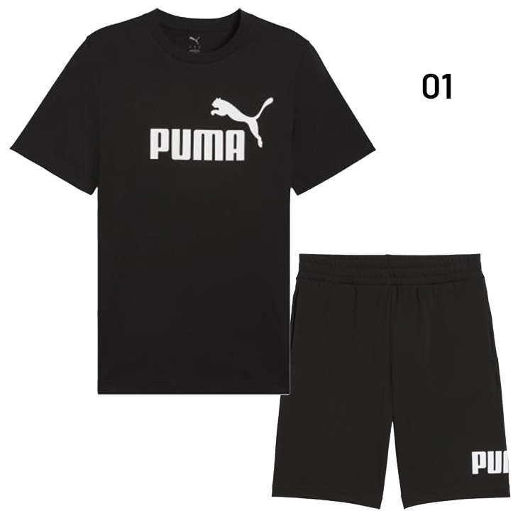 PUMA Lサイズ ホワイトTシャツ ブラックショートパンツ PUMA プーマ ショート Tシャツ(BK): 通常| プラザオンラインストア