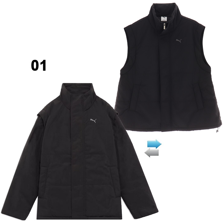 新品Lレディース【PUMA】2way GOLF 暖かいダウンジャケット PUMA（プーマ） 中綿ジャケット レディース PUMA 2WAY オータム