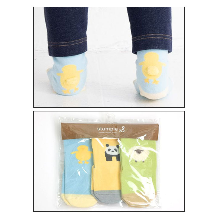 靴下 ベビー 3足セット 11-13cm 子ども/スタンプル stample ふさふさ 靴下 ベビー 3足セット 11-13cm 子ども/スタンプル stample ふさふさ