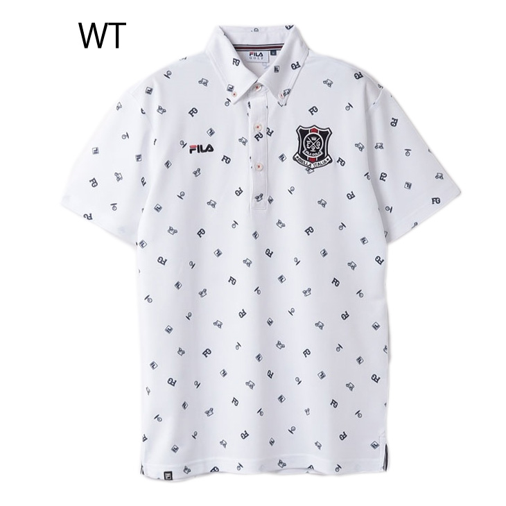 FILA GOLF フィラゴルフ 総柄 ポロシャツ 半袖 ゴルフ ウェア ロゴ FILA フィラゴルフ 半袖 ポロシャツ メンズ ゴルフウェアFILA