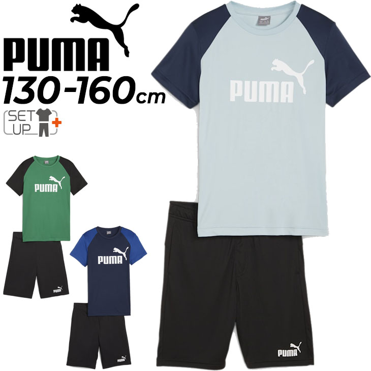 プーマ キッズ 半袖Tシャツ ショートパンツ 上下 男の子 PUMA ロゴT ハーフパンツ 130-160cm 子供服 スポーツウェア セットアップ  2点セット /849634【pu22pd】