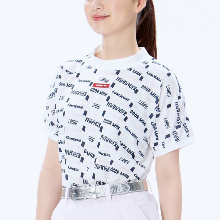 and per se アンパスィ 半袖 モックネックシャツ レディース