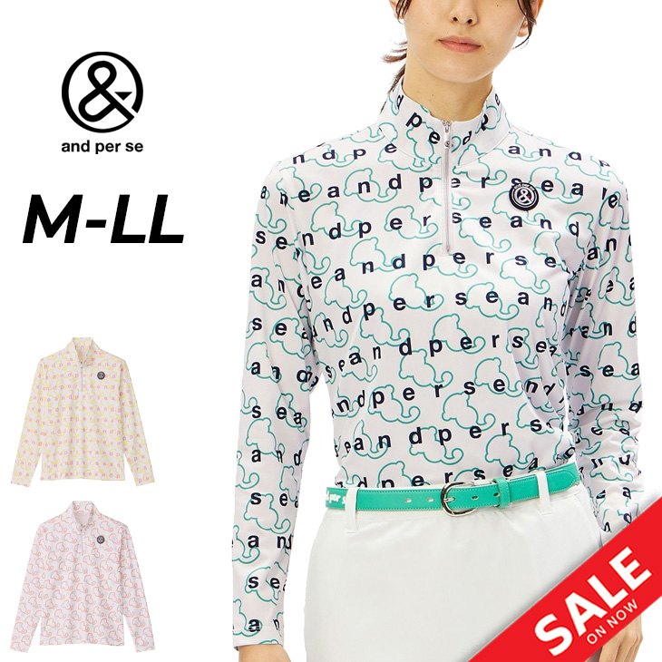 アンパスィ　ゴルフウェア　レディースゴルフ　ゴルフ　スポーツウェア　新品未使用 and per se（アンパスィ） 長袖シャツ レディース ゴルフウェア and