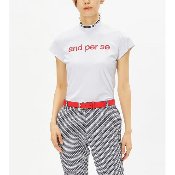 and per se（アンパスィ） 半袖 モックネックシャツ レディース ゴルフ