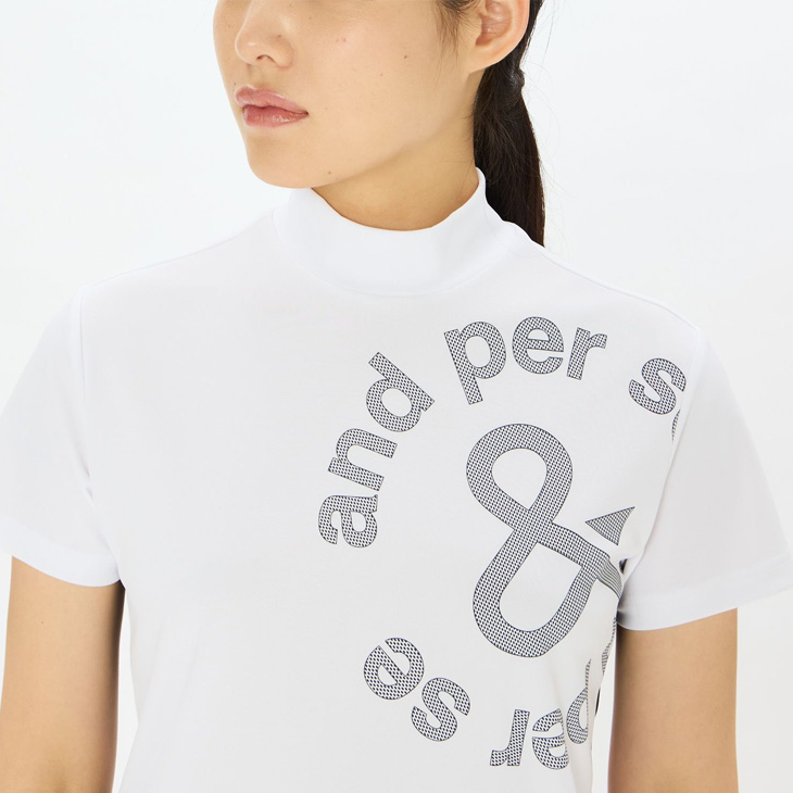 新品☞ラスト1点☞値下！APC モックネック　レディース ゴルフ半袖★速乾性　M and per se アンパスィ 半袖 モックネックシャツ レディース