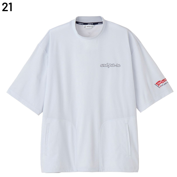 and per se（アンパスィ） メンズ 半袖ブルゾン モックネック プル