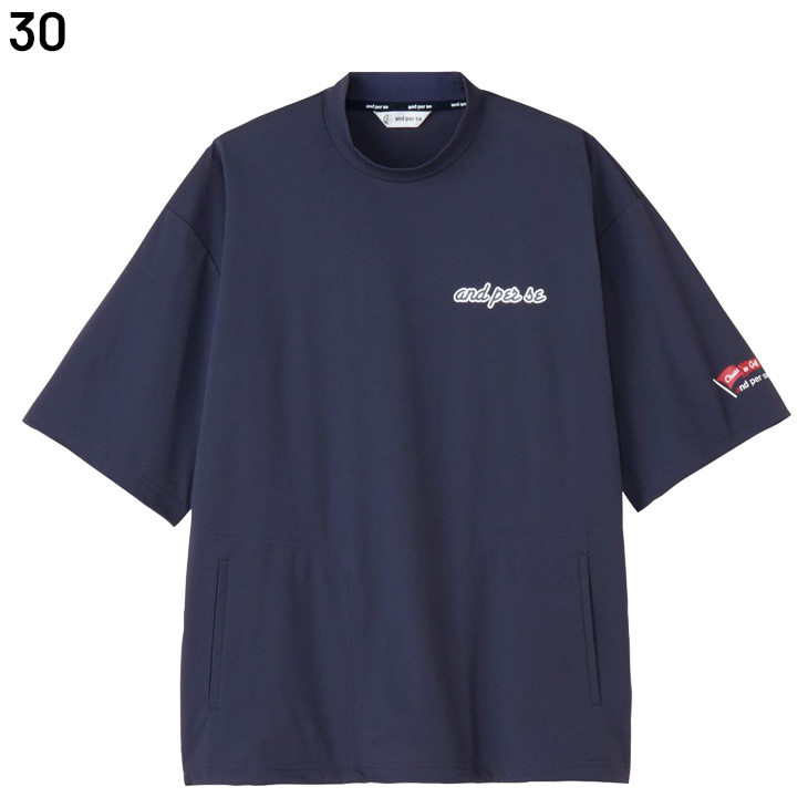 and per se（アンパスィ） メンズ 半袖ブルゾン モックネック プル
