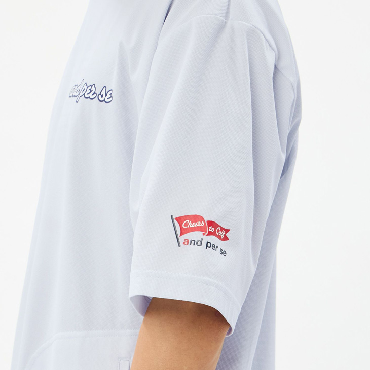 and per se（アンパスィ） メンズ 半袖ブルゾン モックネック プル
