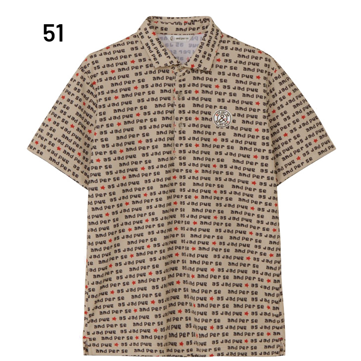 アンパスィ 半袖シャツ 衿つき メンズ ゴルフウェア and per se GOLF ソルケアドットプリンテッド｜遮熱 ストレッチ UVカット 吸汗速乾 男性用 ゴルフポロ 総柄 ゴルフシャツ トップス 半そで メンズウエア 紳士 服 ブランド アパレル/AMF9615X7 アンパスィ 半袖シャツ 衿つき メンズ ゴルフウェア and per se GOLF