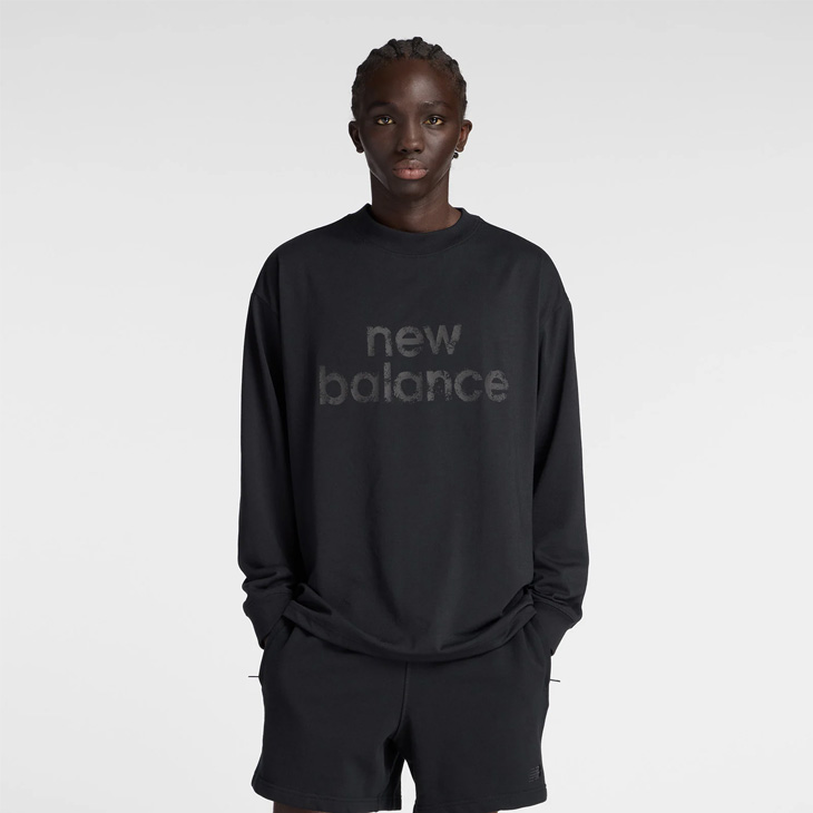 new balance 長袖シャツ サイズ5 黒/白 New Balance（ニューバランス） 長袖 Tシャツ メンズ ロゴプリントT
