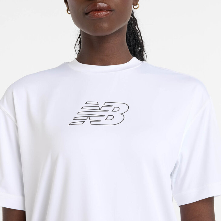 new balance 半袖　Tシャツ　フード付き　クロップド　ランニング　白 New Balance ニューバランス 半袖 Tシャツ レディース