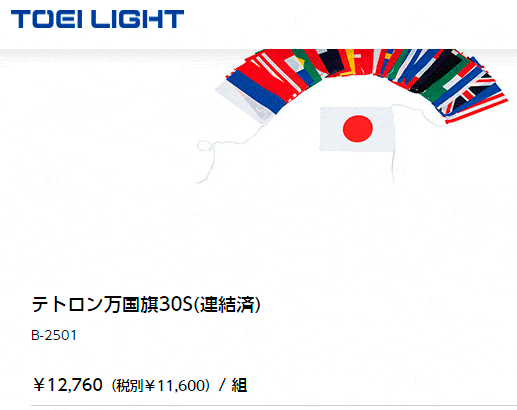 テトロン万国旗30S(連結済) 旗のみ トーエイライト TOEI LIGHT 国旗30