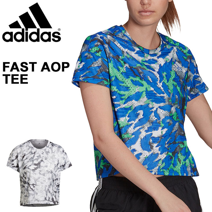 半袖 Tシャツ ランニング レディース adidas アディダス ファストグラフィック TEE/ジョギング マラソン スポーツウェア 女性 ブルー  ホワイト /BL580【取寄】 : bl580 : WORLD WIDE MARKET - 通販 - Yahoo!ショッピング