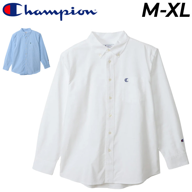 チャンピオン 長袖シャツ メンズ Champion オックスフォード ボタンダウン 胸ポケット ワンポイント 無地 シンプル シャツ 男性 メンズウェア 服 ブランド アパレル/C3-B404 c3-b404_01.jpg