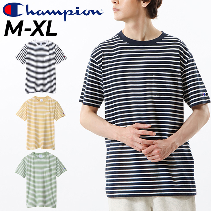 チャンピオン 半袖 Tシャツ メンズ Champion ボーダー柄 ポケット付