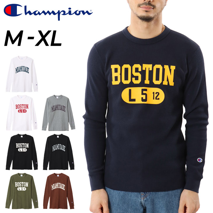 チャンピオン 長袖 ワッフル Tシャツ メンズ Champion ベーシック