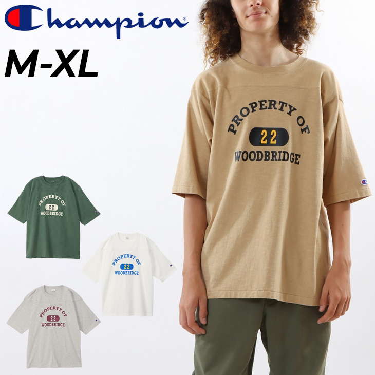 チャンピオン 半袖 Tシャツ メンズ Champion フットボールTシャツ 5分袖 カットソー カジュアルウェア カットソー アメカジ アウトドア風  男性 /C3-Z340