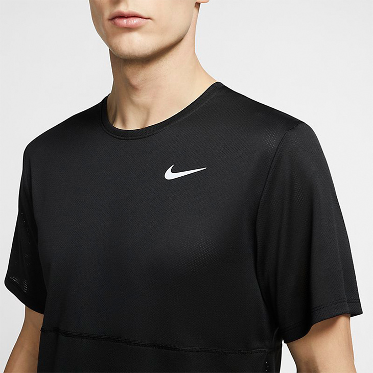 NIKE 半袖シャツ ブラック 総柄 スポーツウェア NIKE（ナイキ） メンズ Tシャツ 半袖 ブリーズラン S/S プラクティス
