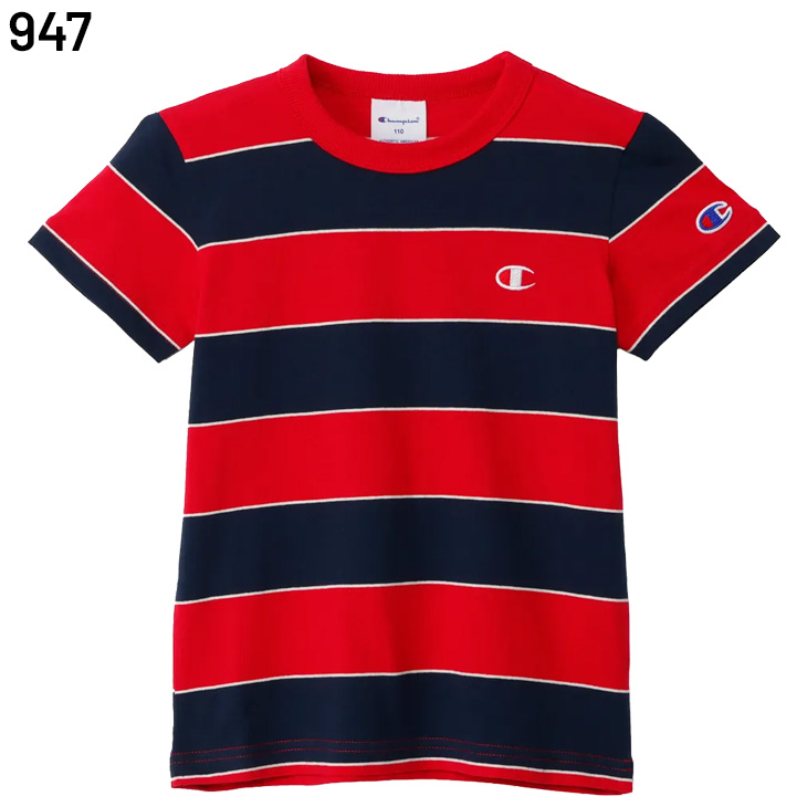 Champion（チャンピオン） キッズ ジュニア 半袖 Tシャツ ボーダーT