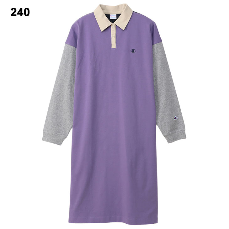 Champion ポロネックワンピース バイカラー 半袖 Champion ポロワンピース レディース チャンピオン カジュアル